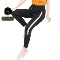 Quần jogger nữ dáng dài thun cạp chun cá tính thể thao tập gym sọc lửng to ELY249