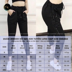 Quần jogger nữ 2 sọc kim tuyếncao cấp, quần thể thao nữ dây rút màu đen chất vải Mỳ Hàn đẹp cạp chun năng động ELY260