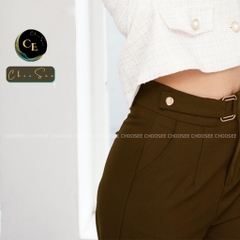 Quần tây nữ lưng cao công sở Ely fashion đai vuông kiểu quần baggy form đẹp màu đen đi học đi làm ELY259