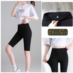 Quần legging nữ lửng Choosee vải thun cao cấp biker nữ đùi ngố đồ mặc nhà dáng ôm bó lưng cao tập gym yoga CHS242