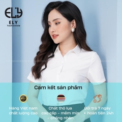 Áo sơ mi nữ tay ngắn Ely fashion kiểu polo form suông vải thô lụa chống nhàu màu trắng chuẩn thời trang công sở ELY271