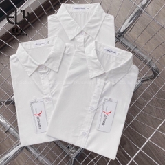 Áo sơ mi nữ tay ngắn Ely fashion kiểu polo form suông vải thô lụa chống nhàu màu trắng chuẩn thời trang công sở ELY271
