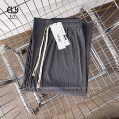 Quần ống rộng nữ Ely fashion suông dài vải tăm ly không khăn màu đen siêu hack dáng mặc thoáng mát ELY266