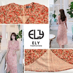 Váy hoa nhí nữ dáng xoè dài đẹp đi biển có lớp lót đầm dự tiệc hàng thiết kế thời trang hàn quốc ELY202