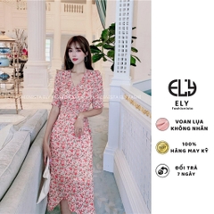 Váy hoa nhí nữ dáng xoè dài đẹp đi biển có lớp lót đầm dự tiệc hàng thiết kế thời trang hàn quốc ELY202