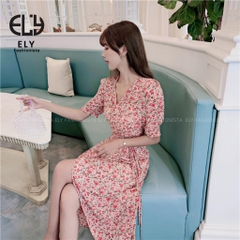 Váy hoa nhí nữ dáng xoè dài đẹp đi biển có lớp lót đầm dự tiệc hàng thiết kế thời trang hàn quốc ELY202
