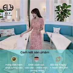 Váy hoa nhí nữ dáng xoè dài đẹp đi biển có lớp lót đầm dự tiệc hàng thiết kế thời trang hàn quốc ELY202