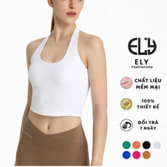 Áo croptop nữ ôm kiểu dáng bra cổ yếm ba lỗ hở lưng hàng đẹp 2 lớp vải cotton borip 4 chiều tập yoga EL274