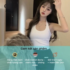 Áo croptop nữ ôm kiểu dáng bra cổ yếm ba lỗ hở lưng hàng đẹp 2 lớp vải cotton borip 4 chiều tập yoga EL274