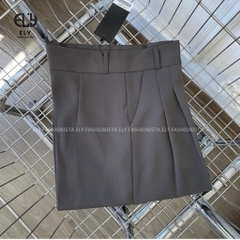 Quần ống rộng nữ dáng đứng suông dài culottes xếp ly lưng cạp cao vải chéo Ý cao cấp không nhăn ELY275