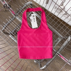 Áo croptop nữ ôm kiểu dáng bra cổ yếm ba lỗ hở lưng hàng đẹp 2 lớp vải cotton borip 4 chiều tập yoga EL274