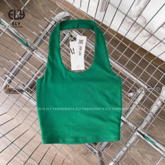 Áo croptop nữ ôm kiểu dáng bra cổ yếm ba lỗ hở lưng hàng đẹp 2 lớp vải cotton borip 4 chiều tập yoga EL274