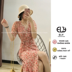 Váy hoa nhí nữ dáng xoè dài đẹp đi biển có lớp lót đầm dự tiệc hàng thiết kế thời trang hàn quốc ELY202