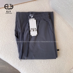 Quần ống rộng nữ kiểu jogger suông túi hộp chất gió lưng cạp cao dây rút eo và ống dáng thể thao ELY277