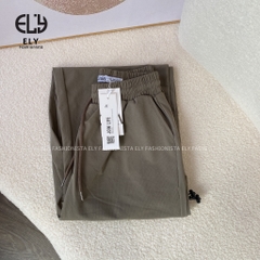 Quần ống rộng nữ kiểu jogger suông túi hộp chất gió lưng cạp cao dây rút eo và ống dáng thể thao ELY277