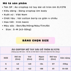 Áo croptop nữ tay dài cổ tròn vải thun coton co giãn 4 chiều kiểu basic dáng ôm body màu đen đẹp ELY278