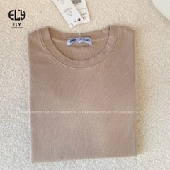 Áo croptop nữ tay dài cổ tròn vải thun coton co giãn 4 chiều kiểu basic dáng ôm body màu đen đẹp ELY278