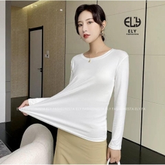 Áo thun nữ tay dài ôm body chất cotton dẻo mềm mượt dày vải có độ co giãn cao giữ from chuẩn không bai nhão ELY279