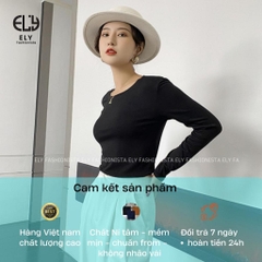 Áo thun nữ tay dài ôm body chất cotton dẻo mềm mượt dày vải có độ co giãn cao giữ from chuẩn không bai nhão ELY279
