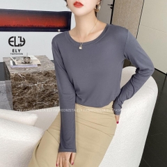 Áo thun nữ tay dài ôm body chất cotton dẻo mềm mượt dày vải có độ co giãn cao giữ from chuẩn không bai nhão ELY279