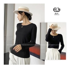 Áo thun nữ tay dài ôm body chất cotton dẻo mềm mượt dày vải có độ co giãn cao giữ from chuẩn không bai nhão ELY279