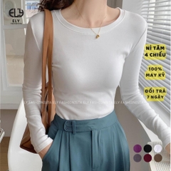 Áo thun nữ tay dài ôm body chất cotton dẻo mềm mượt dày vải có độ co giãn cao giữ from chuẩn không bai nhão ELY279