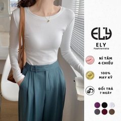 Áo thun nữ tay dài ôm body chất cotton dẻo mềm mượt dày vải có độ co giãn cao giữ from chuẩn không bai nhão ELY279