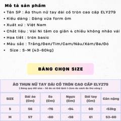 Áo thun nữ tay dài ôm body chất cotton dẻo mềm mượt dày vải có độ co giãn cao giữ from chuẩn không bai nhão ELY279