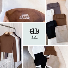 Áo croptop nữ tay dài cao cổ chất vải cotton lót lông kiểu cổ lọ cao cấp giữ nhiệt dáng ôm body đẹp ELY280