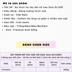 Áo thun nữ tay dài giữ nhiệt lót lông cổ cao 3 phân trơn áo phông chất tăm dẻo lót nỉ cao cấp co giãn chuẩn from ELY281