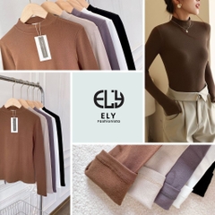Áo thun nữ tay dài giữ nhiệt lót lông cổ cao 3 phân trơn áo phông chất tăm dẻo lót nỉ cao cấp co giãn chuẩn from ELY281