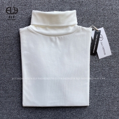 Áo thun nữ cổ lọ tay dài chất cotton lót lông giữ nhiệt kiểu áo phông dáng ôm body dài co giãn tốt ELY282