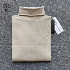 Áo thun nữ cổ lọ tay dài chất cotton lót lông giữ nhiệt kiểu áo phông dáng ôm body dài co giãn tốt ELY282
