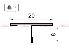 Nẹp inox chữ T20mm màu trắng bóng