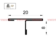 Nẹp inox chữ T20mm màu trắng xước