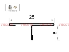 Nẹp inox chữ T25mm màu vàng xước