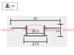 Thanh ray đèn led trần thạch cao 20mm JL-20W