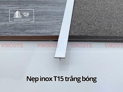 Nẹp inox chữ T15mm màu trắng bóng