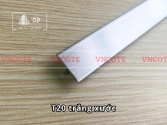 Nẹp inox chữ T20mm màu trắng xước