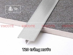 Nẹp inox chữ T20mm màu trắng xước