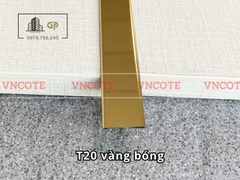 Nẹp inox chữ T20mm màu vàng bóng