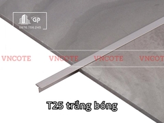 Nẹp inox chữ T25mm màu trắng bóng