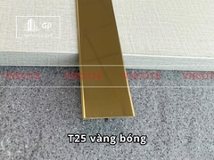 Nẹp inox chữ T25mm màu vàng bóng
