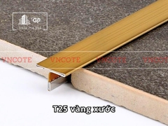 Nẹp inox chữ T25mm màu vàng xước
