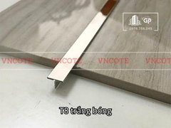 Nẹp inox chữ T8mm màu trắng bóng