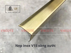 Nẹp inox chữ V15mm màu vàng xước
