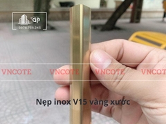 Nẹp inox chữ V15mm màu vàng xước