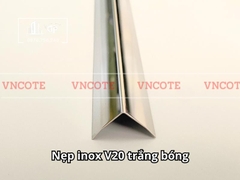 Nẹp inox chữ V20mm màu trắng bóng