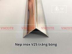 Nẹp inox chữ V25mm màu trắng bóng