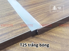 Nẹp nhôm chữ T25 màu trắng bóng